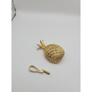 Vintage RSK Brooch Pineapple Gold Tone Embossed Jewelry Costume